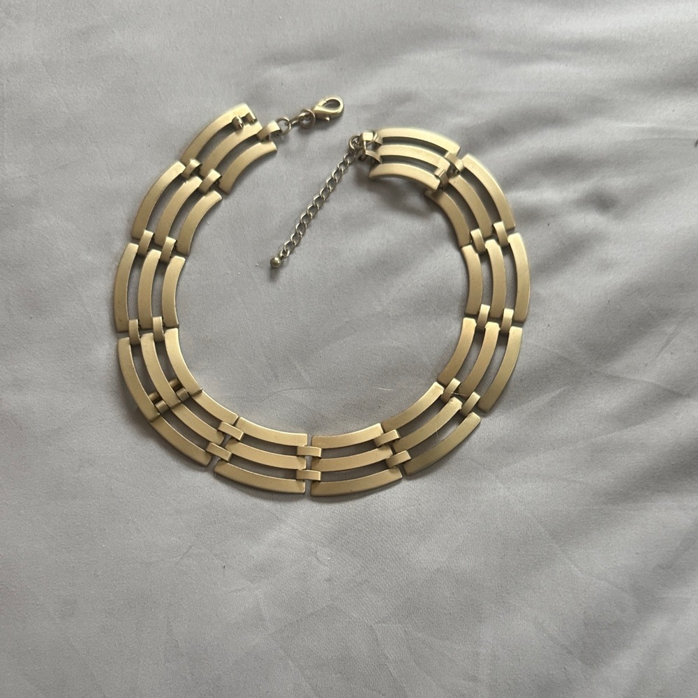 Matte Gold Statement Collar Necklace - Women Jewelry